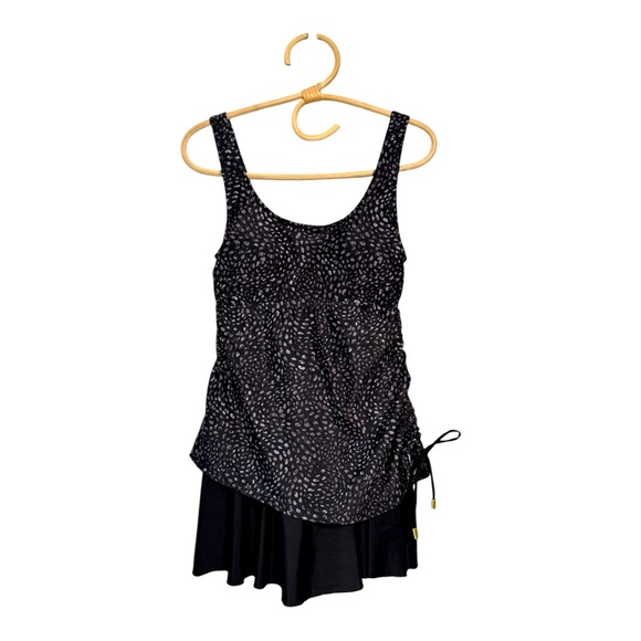 Shore Shapers Tummy Control Black Grey Swim Dress One Piece Ruched Tie Side S 8 - Picture 1 of 16